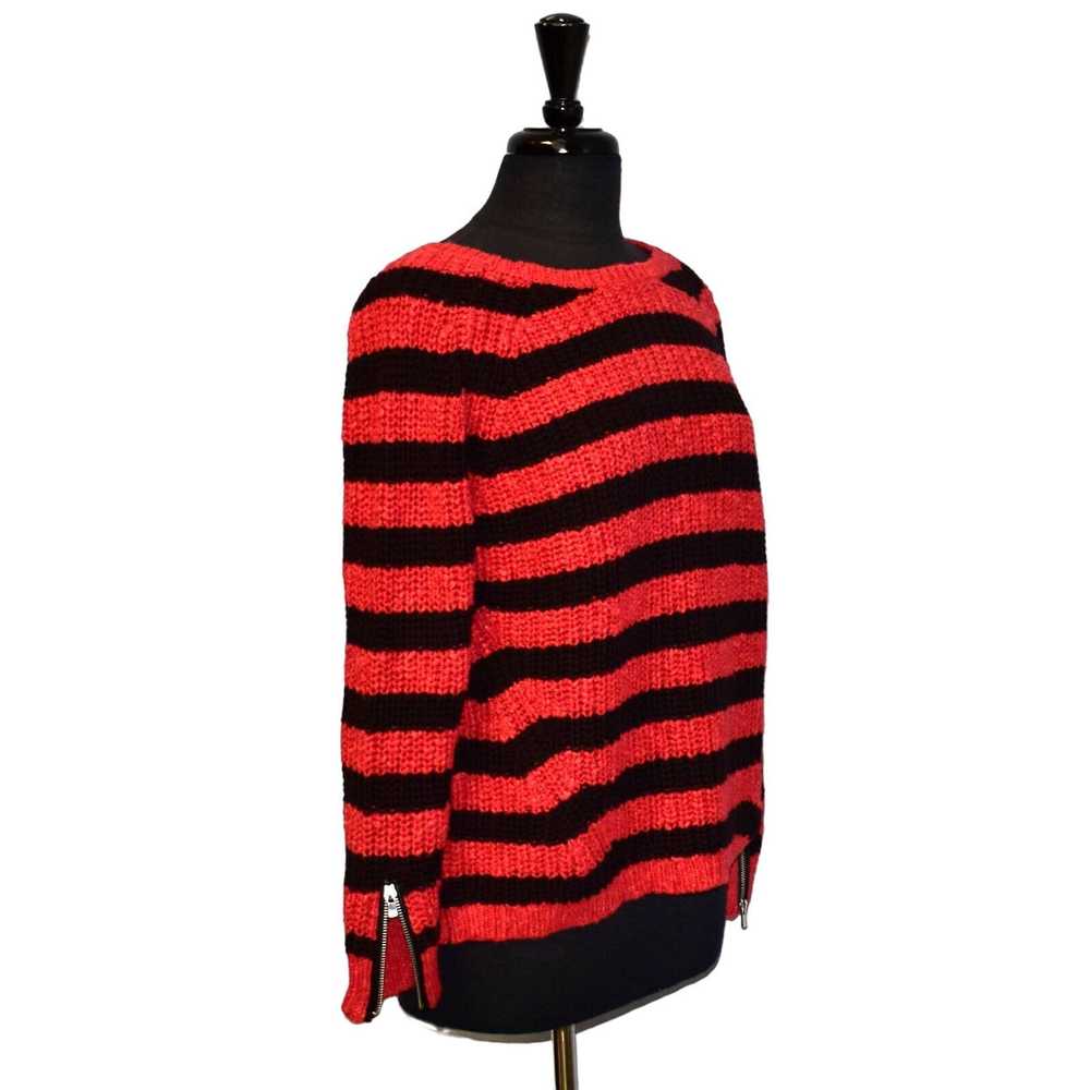 Maje A4 MAJE Faveur Red Black Striped Cotton Line… - image 1