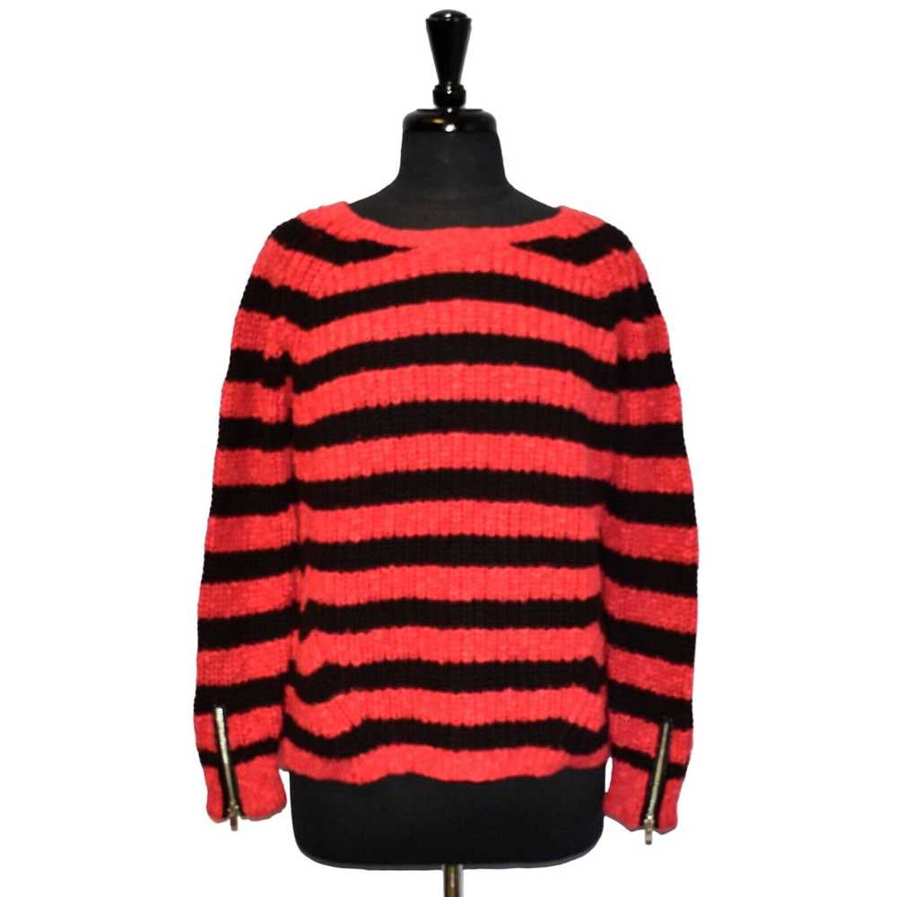 Maje A4 MAJE Faveur Red Black Striped Cotton Line… - image 2