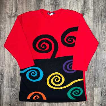 Vintage Multicolor Spiral Knit Sweater