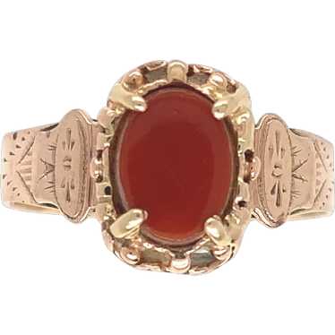 10K and 14K Victorian Carnelian Agate Ring - image 1