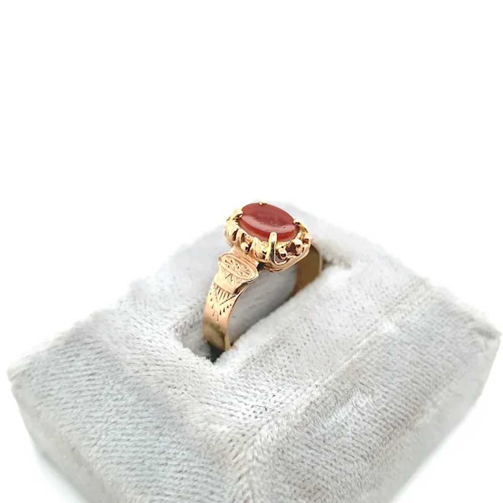 10K and 14K Victorian Carnelian Agate Ring - image 4