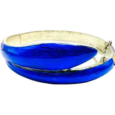 SIAM Sterling Silver Cobalt Blue Enamel Bracelet V