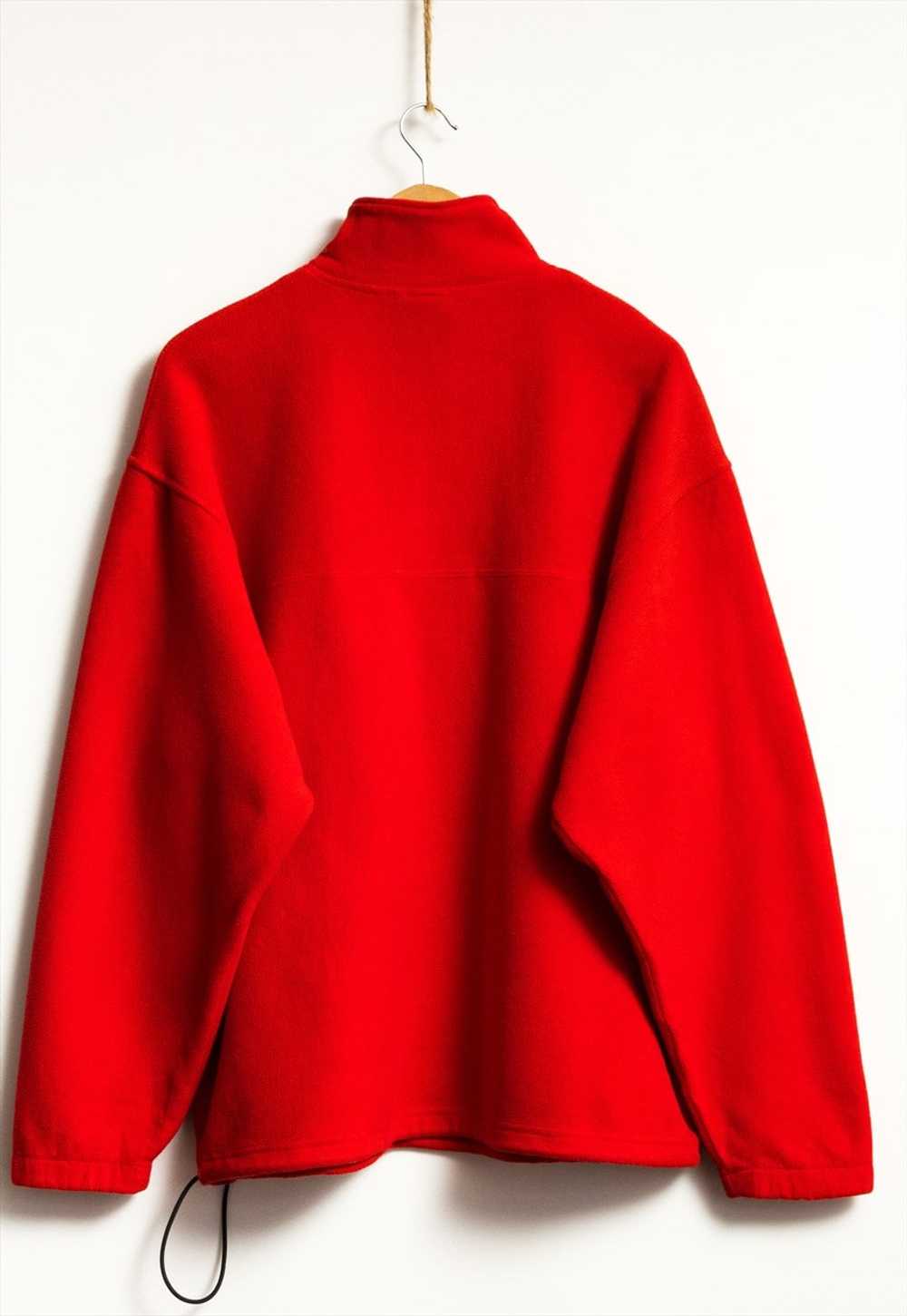 90s Vintage Reebok 1/4 Zip Unisex Red Fleece Jump… - image 3