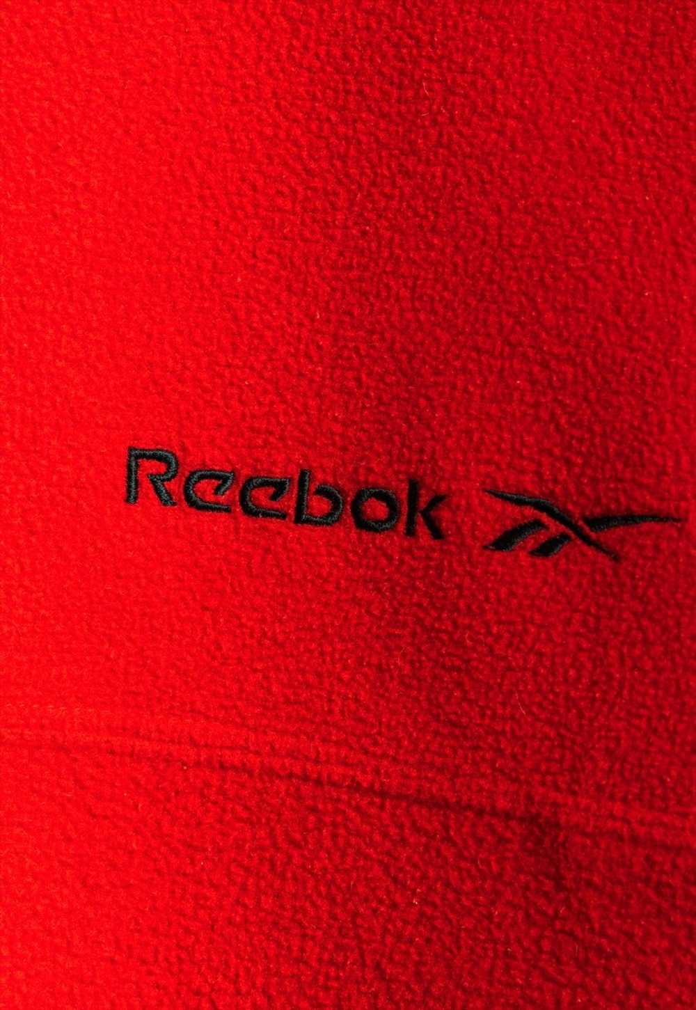 90s Vintage Reebok 1/4 Zip Unisex Red Fleece Jump… - image 4