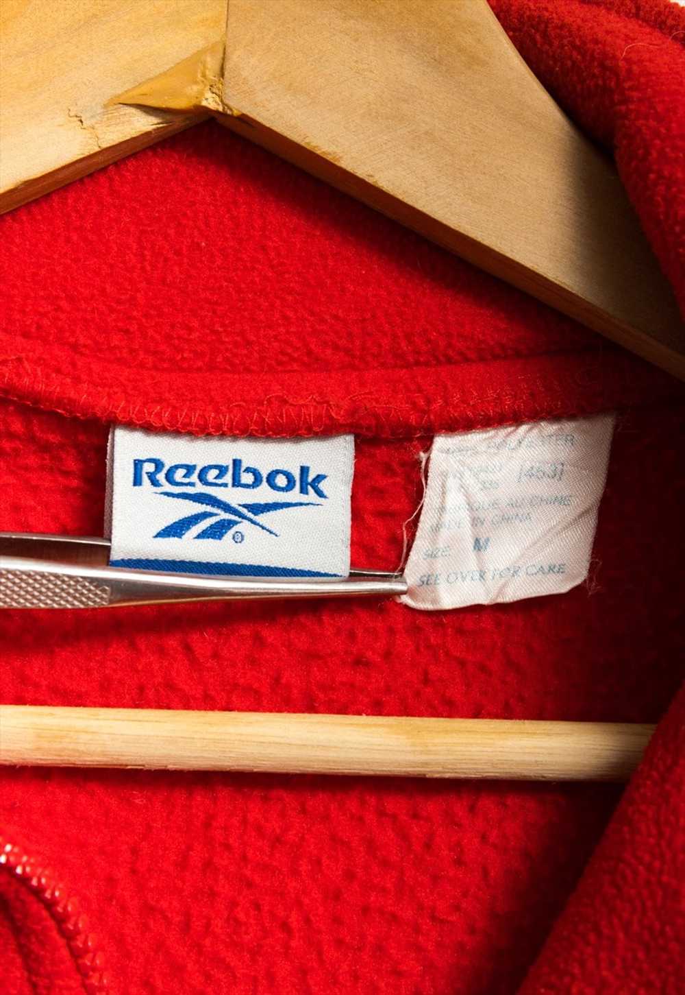 90s Vintage Reebok 1/4 Zip Unisex Red Fleece Jump… - image 5