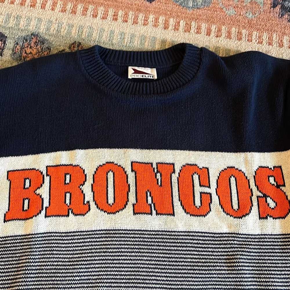 Vintage Broncos Sweater - Orange and Navy - image 2