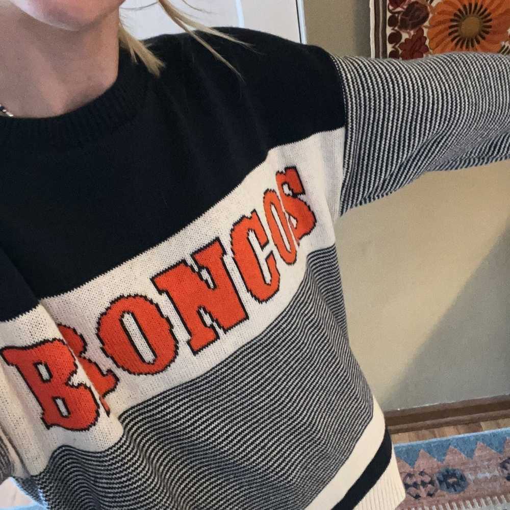 Vintage Broncos Sweater - Orange and Navy - image 4