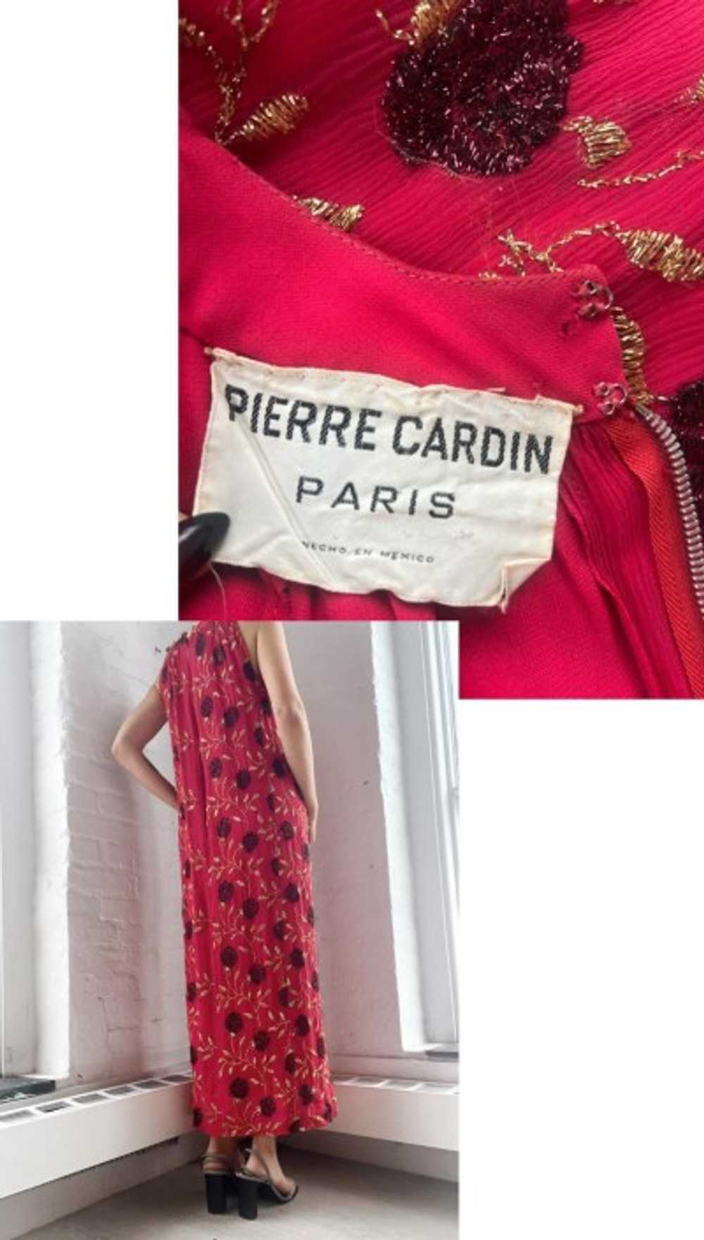 60s silk lurex Pierre Cardin flora column dress - image 3