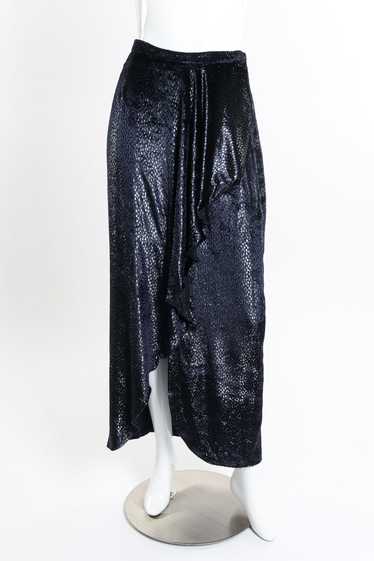 VICKY TIEL Metallic Silk Velvet Skirt