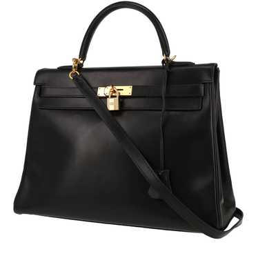 Hermès Kelly 35 cm handbag in black box leather C… - image 1