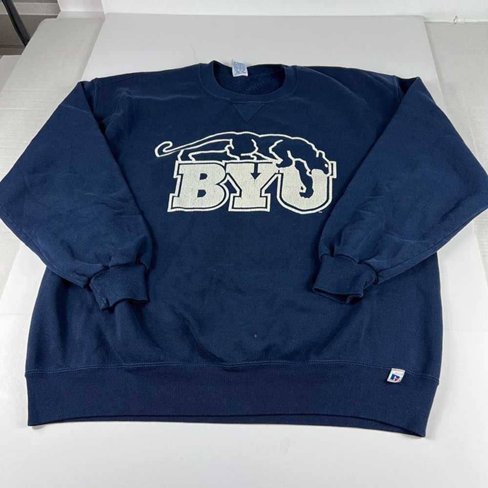VTG 90s Brigham Young Cougars Sweatshirt Extra Ex… - image 1