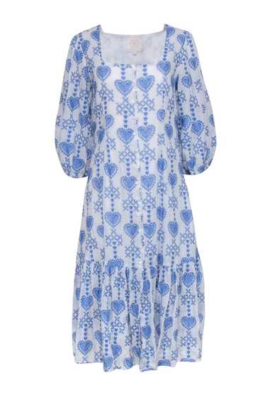 Johnny Was - White & Blue Embroidered Maxi Shirt D