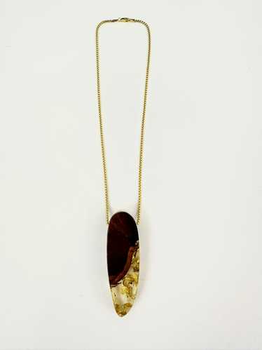 20k Gold Leaf Pendant Necklace - image 1