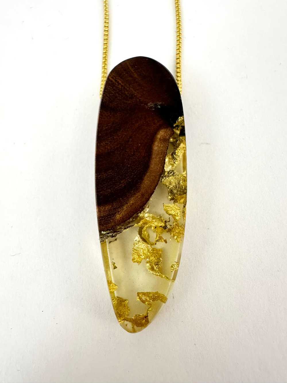 20k Gold Leaf Pendant Necklace - image 2