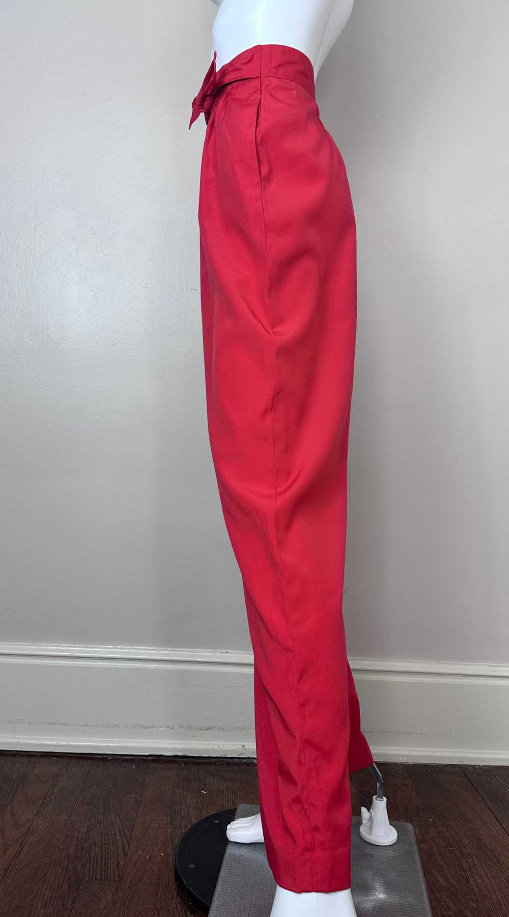 1980s Red Pants with Bow Waistband, Seprets Size … - image 3