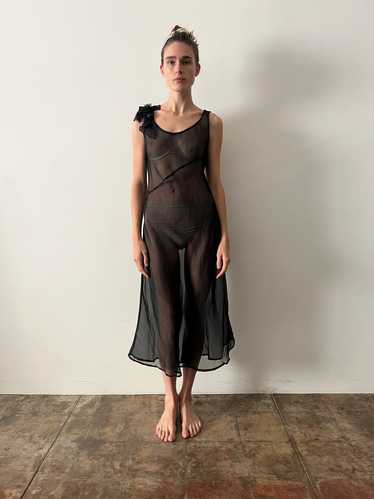 20s Black Sheer Cotton Dress - image 1