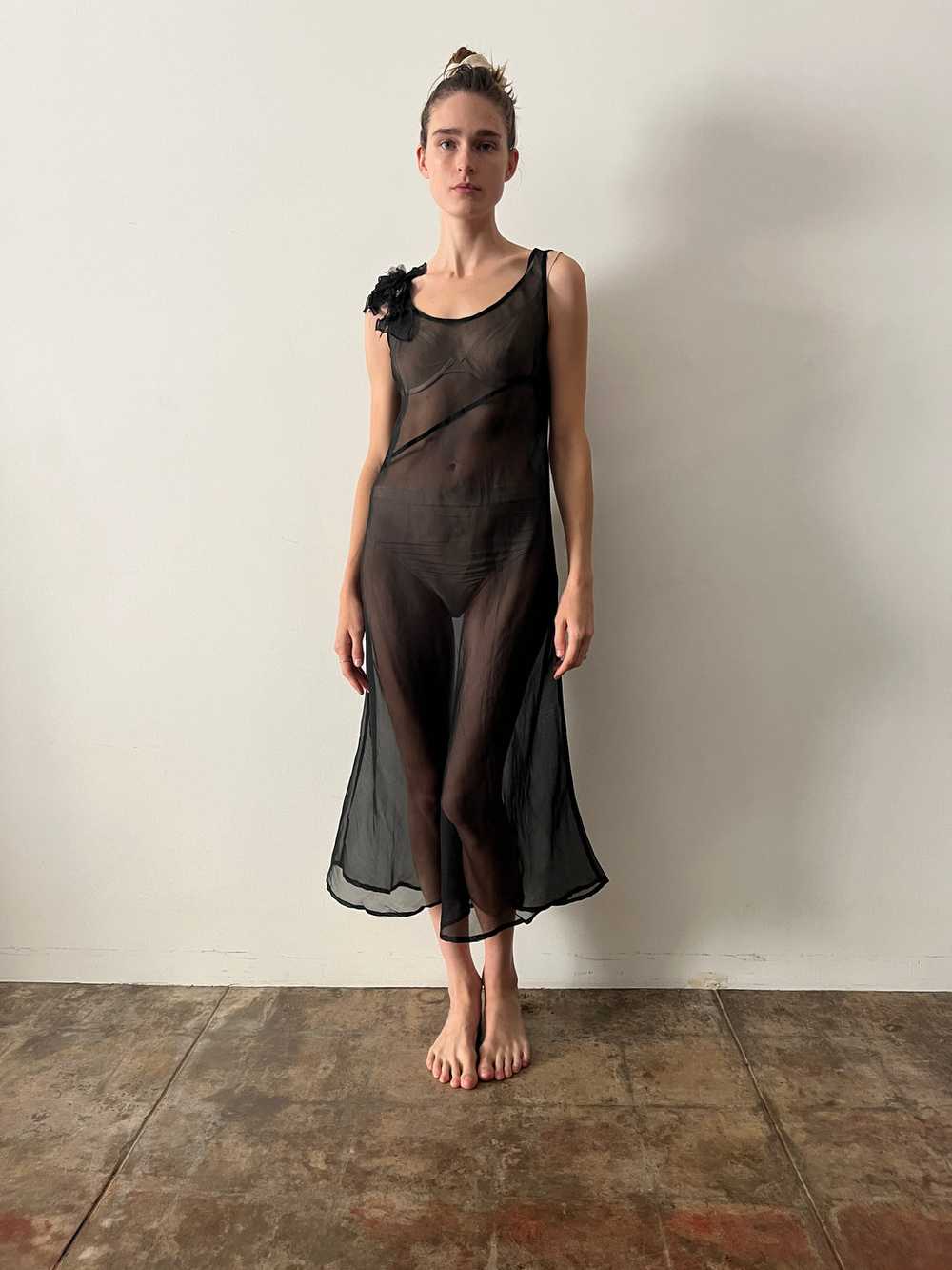 20s Black Sheer Cotton Dress - image 2