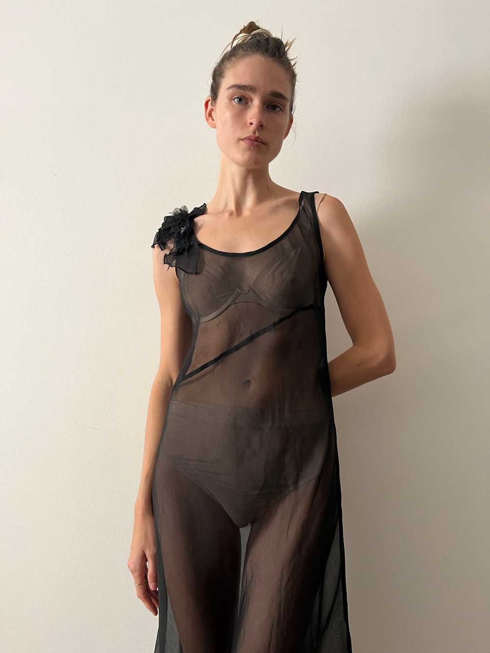 20s Black Sheer Cotton Dress - image 3