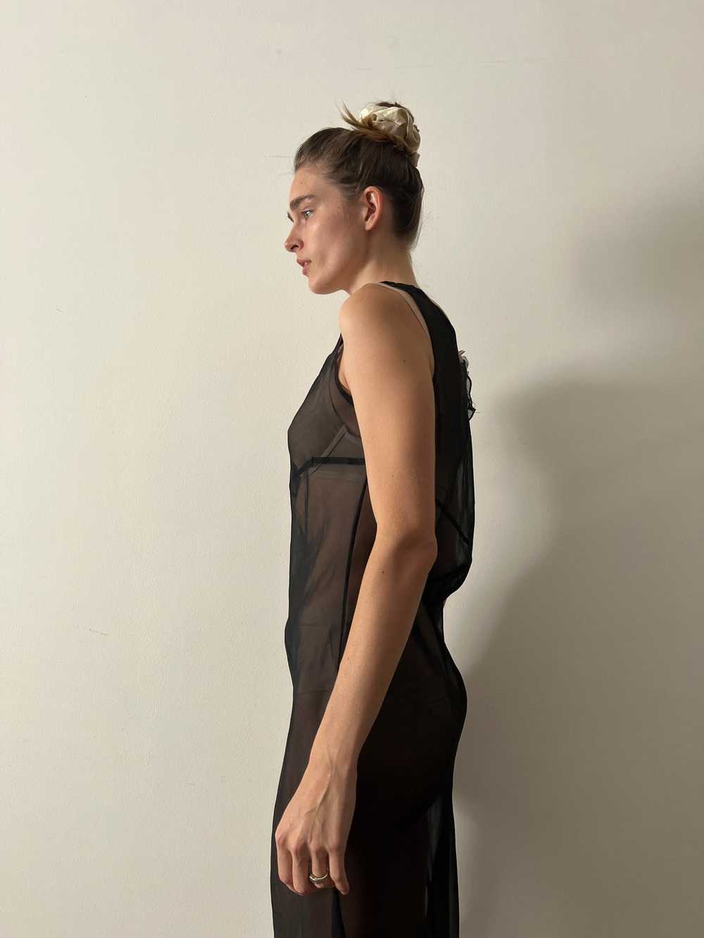 20s Black Sheer Cotton Dress - image 5