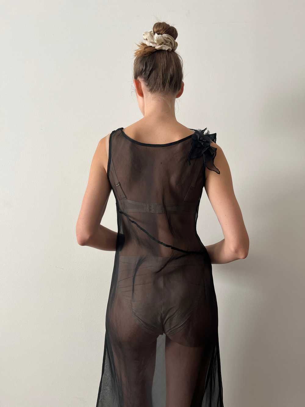 20s Black Sheer Cotton Dress - image 7