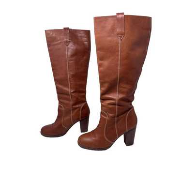 Boden cognac leather heeled knee boots