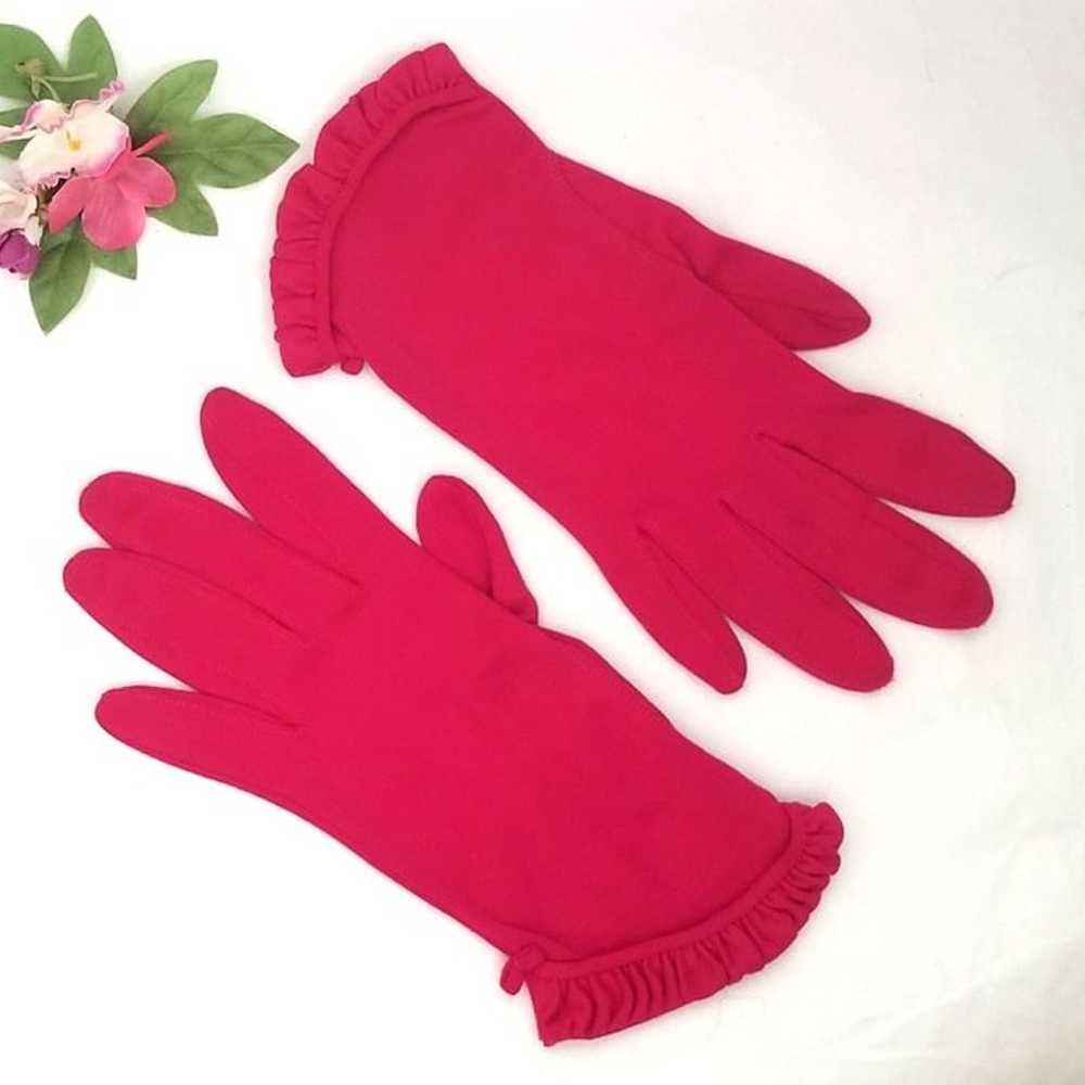 Ladies Fownes Gloves Fuchsia Nylon Size 7 Vintage… - image 1