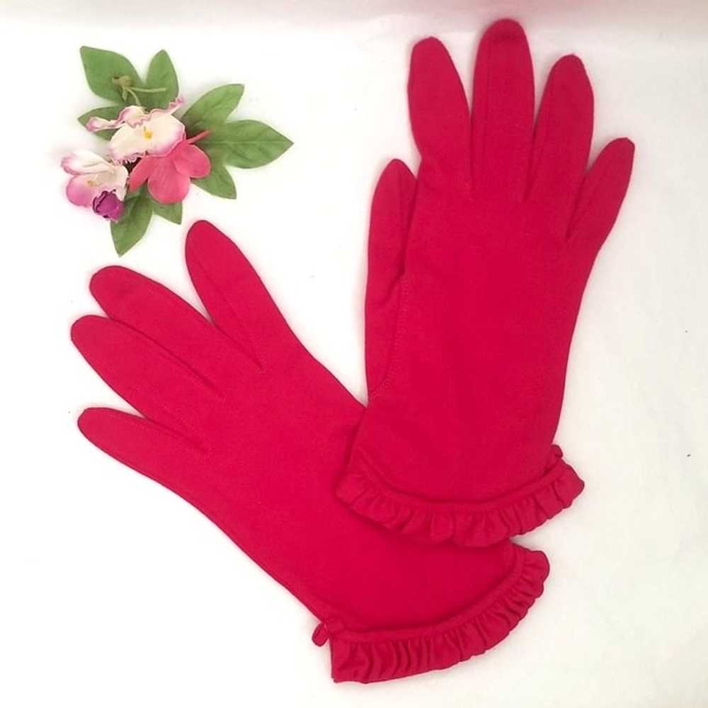 Ladies Fownes Gloves Fuchsia Nylon Size 7 Vintage… - image 2