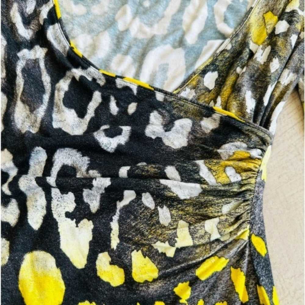$1545 VERSACE Yellow Black Grey Animal Print Long… - image 5