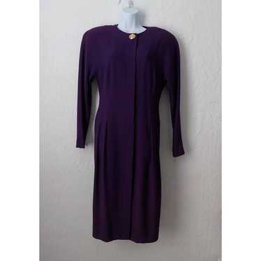 Vintage Liz Claiborne Purple Midi Sheath Dress Lo… - image 1