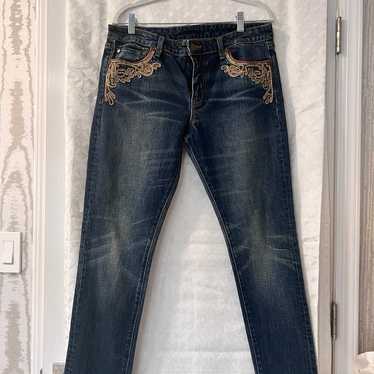 Ralph Lauren Vintage Gold Scroll Embroidery Jeans… - image 1