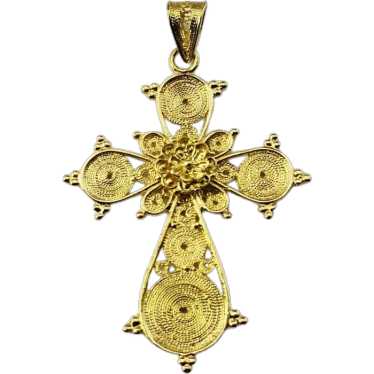 18 Karat Yellow Gold Cross Pendant #16035 - image 1