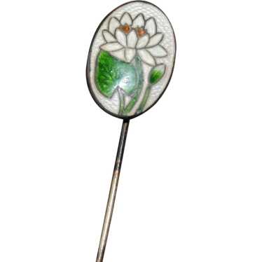 Guilloche Enamel Lotus Flower Stick / Hat / Scarf 
