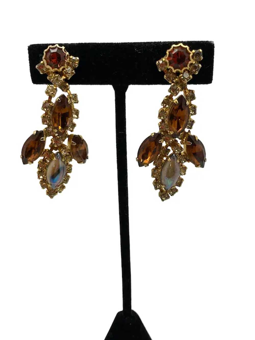 Vintage Amber Rhinestone and Opaline Glass Bracel… - image 10