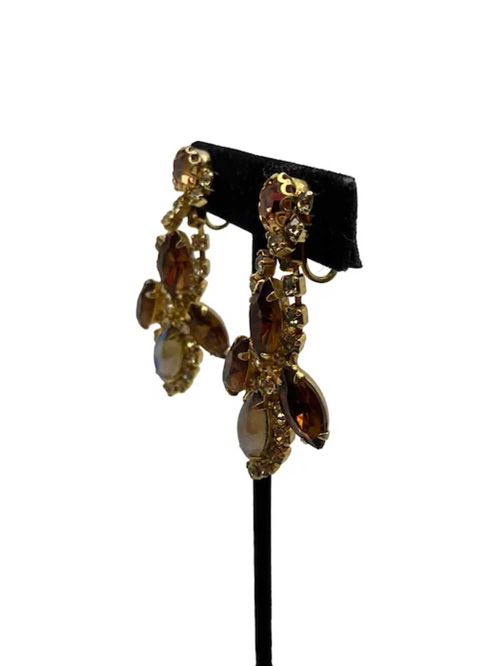 Vintage Amber Rhinestone and Opaline Glass Bracel… - image 11