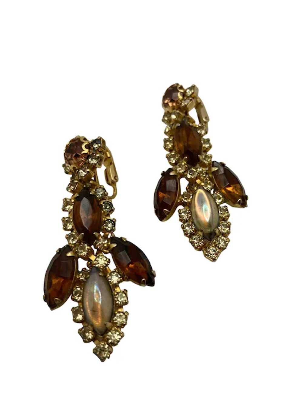 Vintage Amber Rhinestone and Opaline Glass Bracel… - image 8