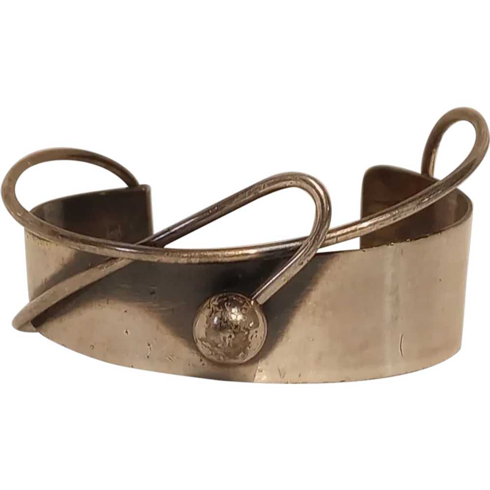 Orb sterling silver Modernist cuff bracelet Otto … - image 1