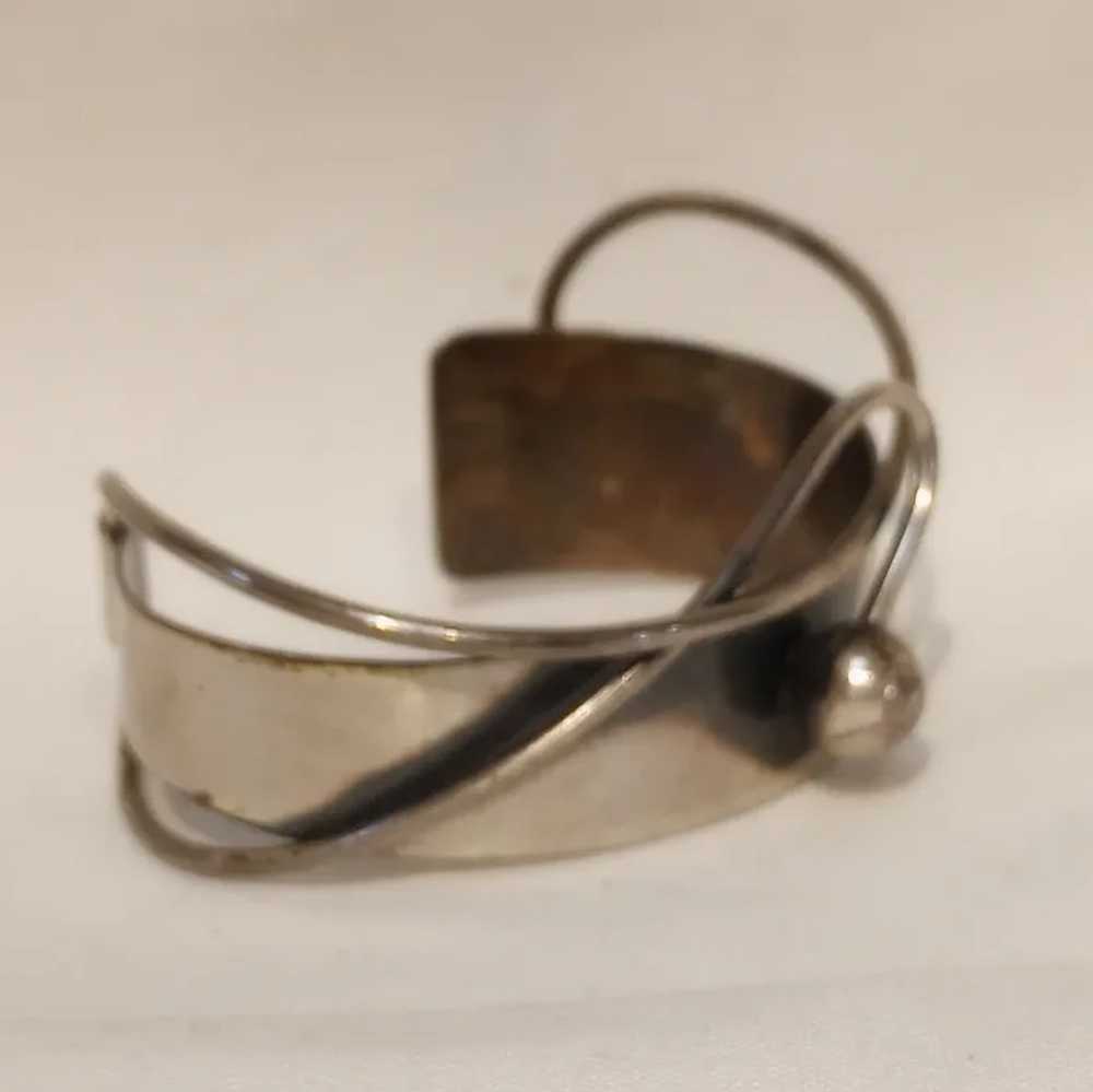 Orb sterling silver Modernist cuff bracelet Otto … - image 5