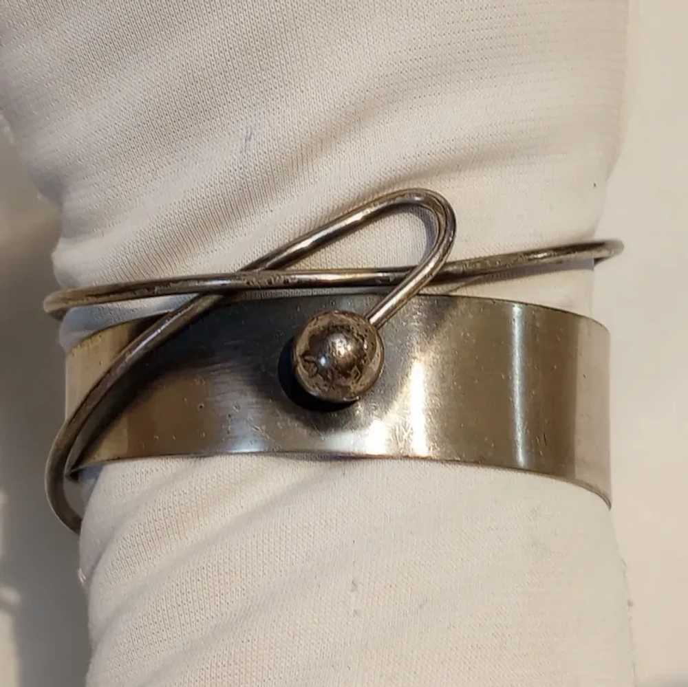 Orb sterling silver Modernist cuff bracelet Otto … - image 8