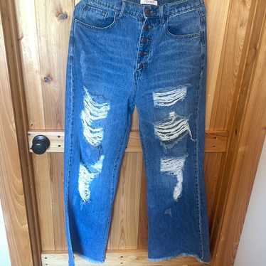 Vibrant MIU Juniors High Rise Wide-Leg Dad Jeans (Medium Denim, 3)