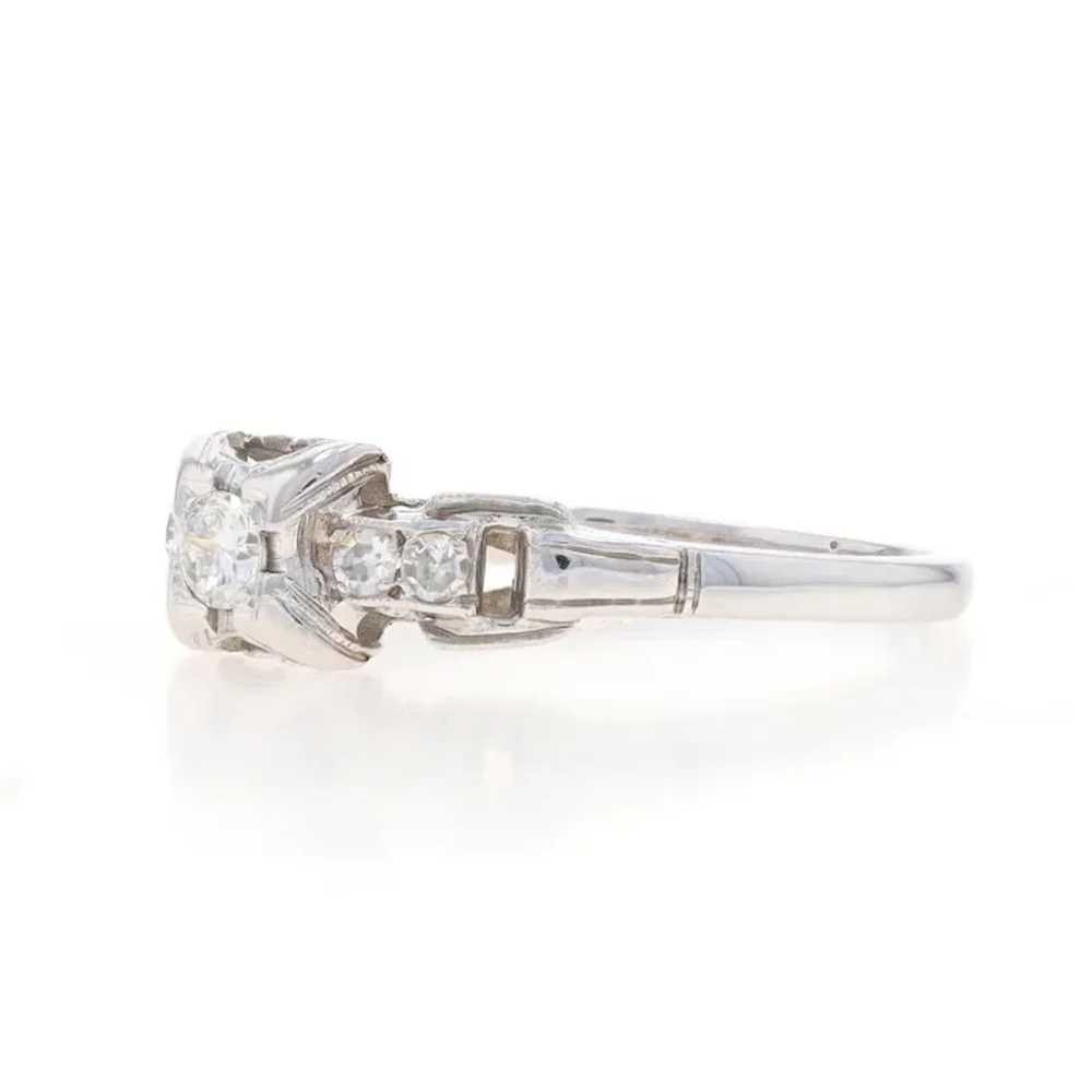 White Gold Diamond Art Deco Engagement Ring 18k E… - image 3