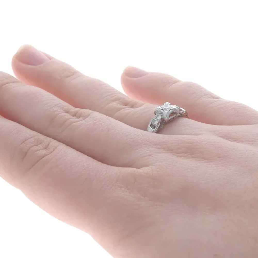 White Gold Diamond Art Deco Engagement Ring 18k E… - image 4