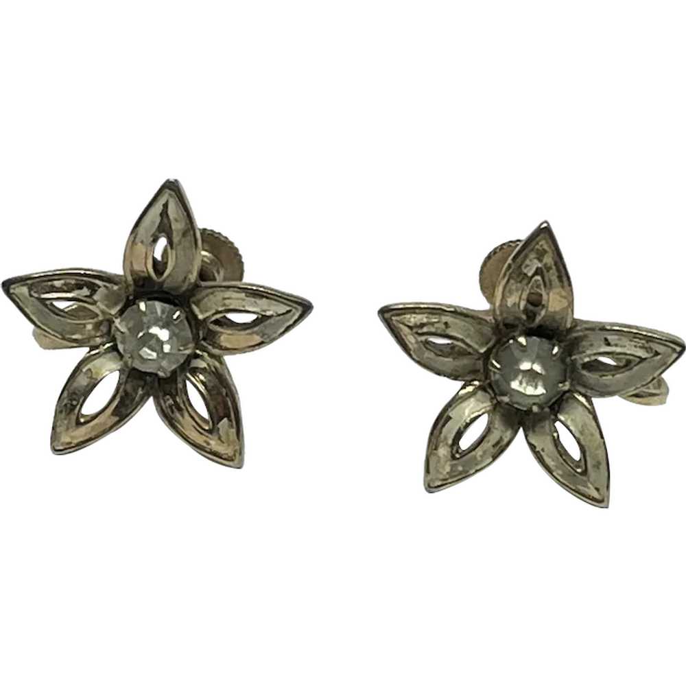 Vintage gold flower earrings - image 1