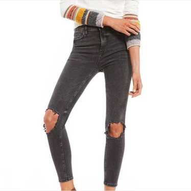 Free People Charcoal Distressed Skinny Jeans!