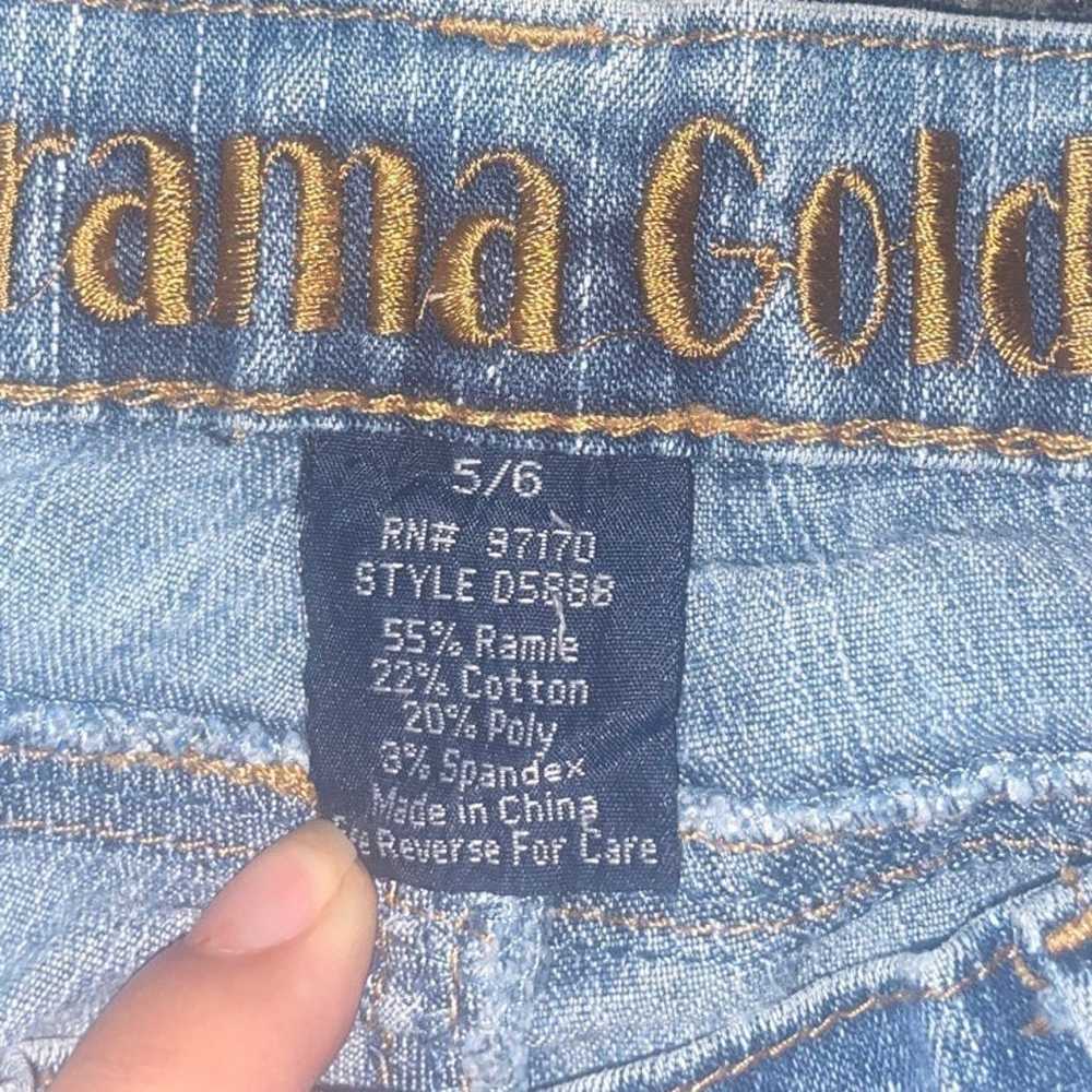 Drama Gold Size 5/6 Stretch Fit Blue Jeans W/silv… - image 3