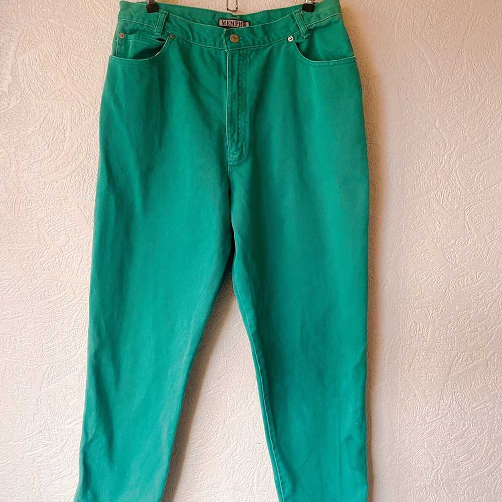 Vintage USA Made teal tapered jeans Memphis size … - image 1