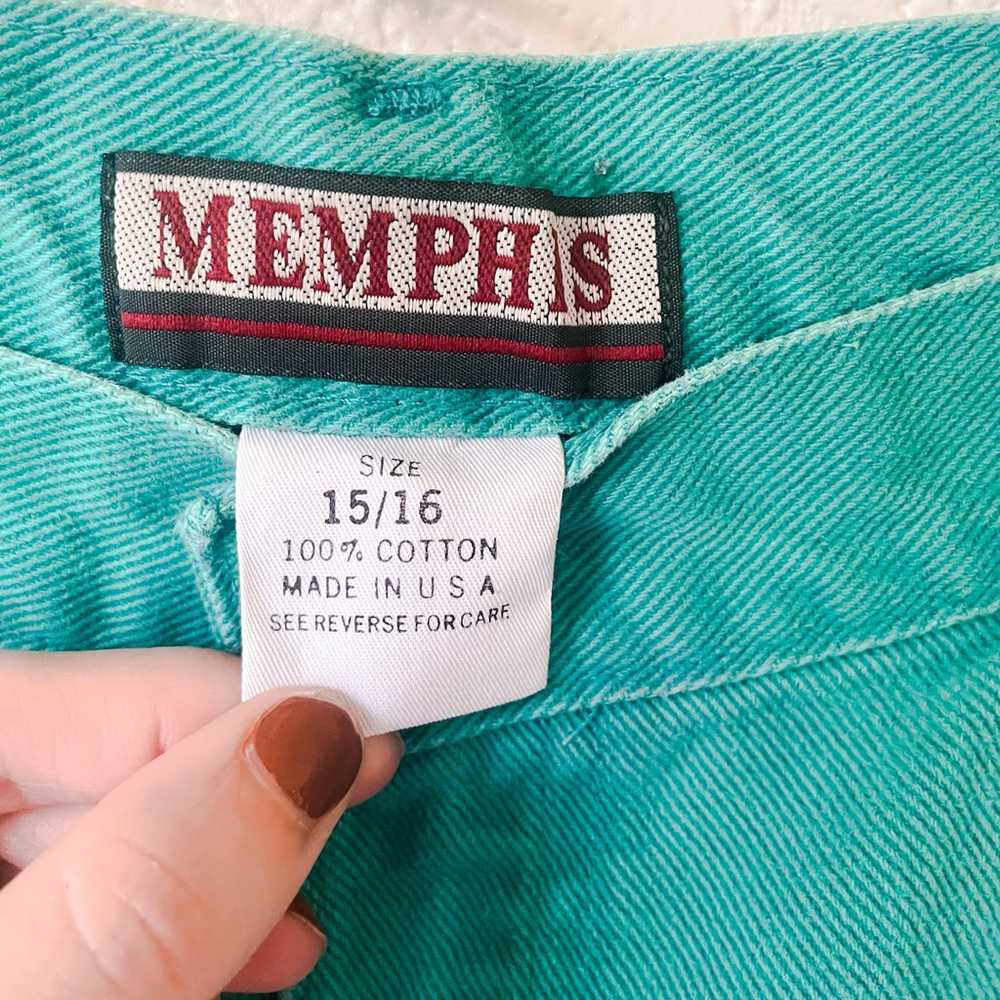 Vintage USA Made teal tapered jeans Memphis size … - image 2