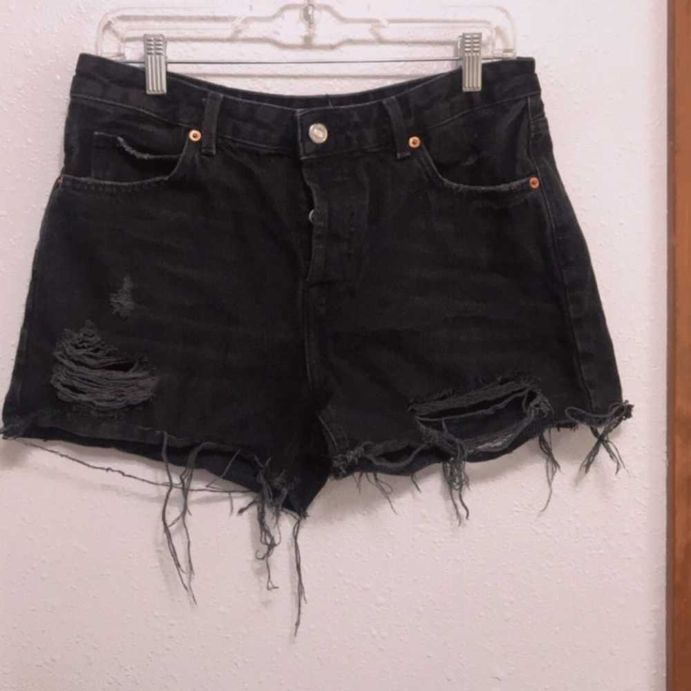 Topshop Moto High-rise denim shorts - image 1