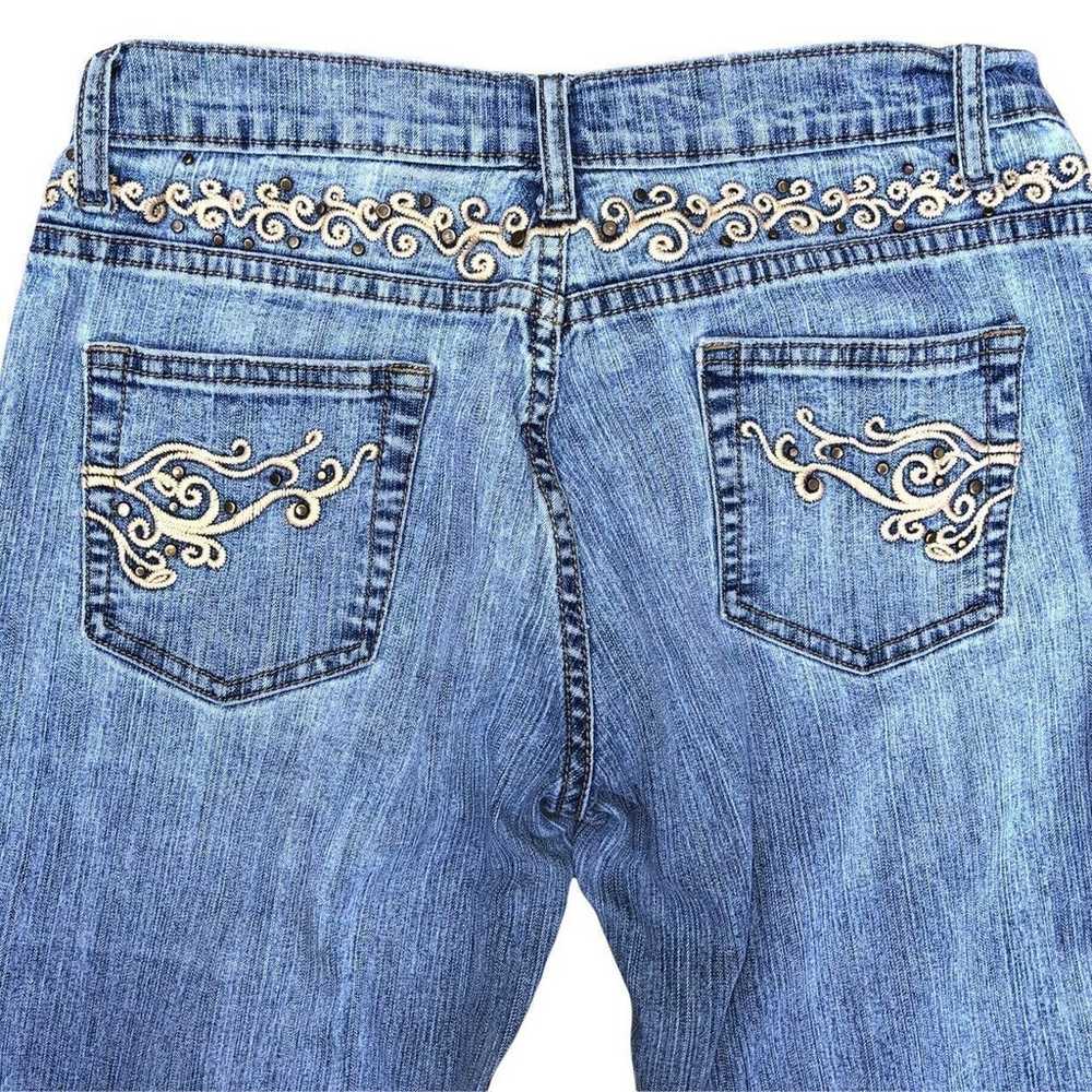 y2k low rise bootcut embroidered cowgirl jeans - image 3