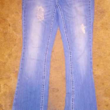 Y2K Mudd Bootcut Jeans Women's size 7 Medium Wash Red Stitching