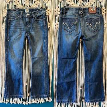 Y2k ANTIK DENIM embroidered jeans 31 / vintage 2000s bird flower folk embroidered  pants / low rise jeans